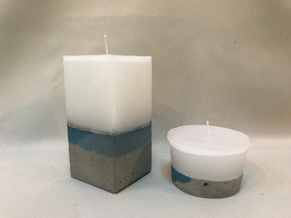 KIT 2 VELAS - RETANGULAR + REDONDA - HORTÊNSIA AZUL
