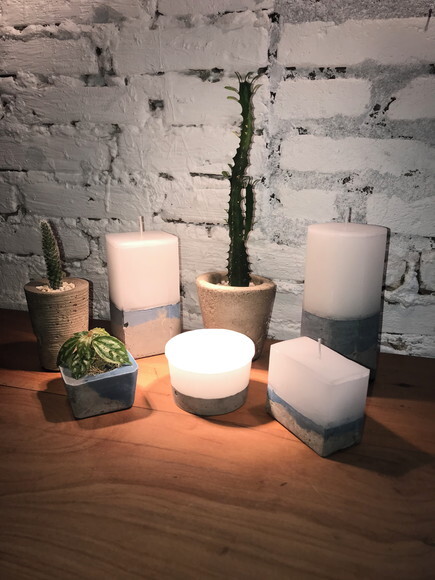 KIT 2 VELAS + 1 CACHEPÔ - HORTÊNSIA AZUL