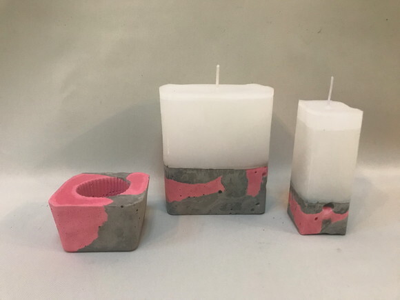 KIT 2 VELAS + 1 CACHEPÔ - ROSA DO MARROCOS