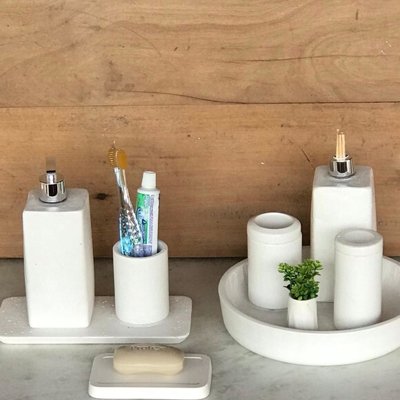 Kit 9 Peças Cimento Branco p/ Banheiro - Pronta Entrega
