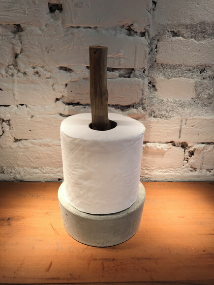 Porta Papel Higiênico - Cimento e Tronco Natural