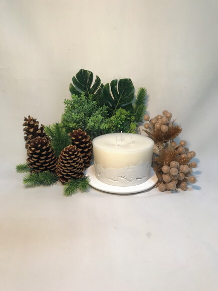 Vela Decorativa-cimento Branco/cera de Soja com Base