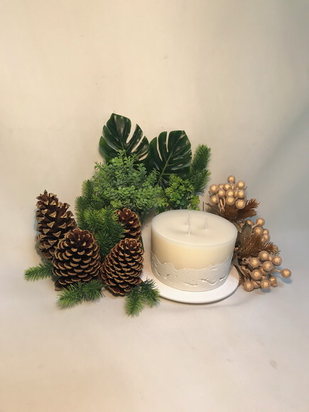 Vela Decorativa-cimento Branco/cera de Soja com Base