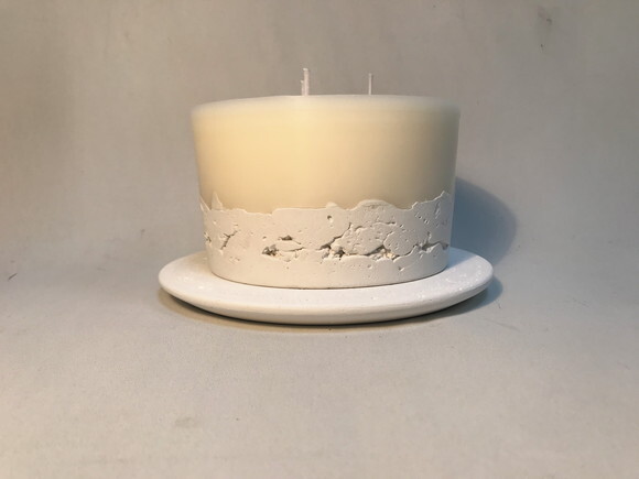 Vela Decorativa-cimento Branco/cera de Soja com Base