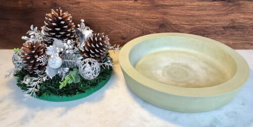Arranjo / Centro de Mesa Natal Prateado com Base Ø36,5 cm