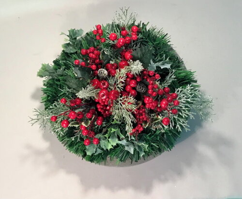 Arranjo de Natal -cerejinhas/bowl de Cimento- Consulte