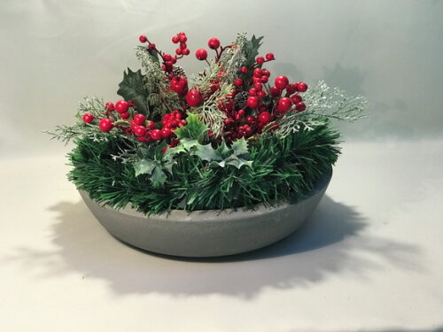 Arranjo de Natal -cerejinhas/bowl de Cimento- Consulte