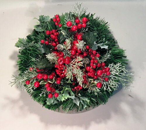 Arranjo de Natal -cerejinhas/bowl de Cimento- Consulte
