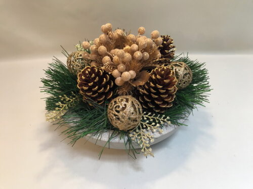 Arranjo de Natal -pinhas Douradas/bowl de Cimento-consulte