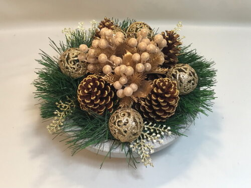 Arranjo de Natal -pinhas Douradas/bowl de Cimento-consulte