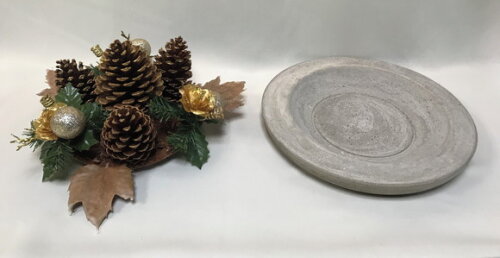 ARRANJO DE NATAL + CENTRO DE MESA DE CIMENTO
