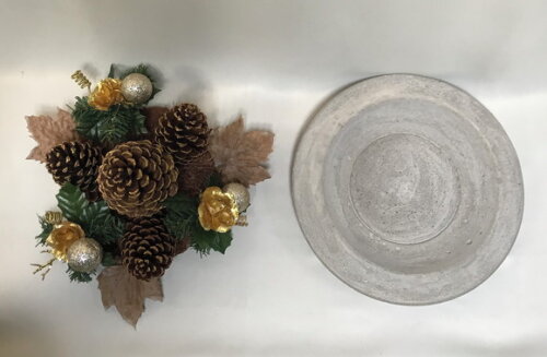 ARRANJO DE NATAL + CENTRO DE MESA DE CIMENTO