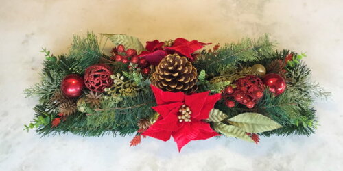 Arranjo Natal Ret./centro de Mesa Vermelho 60x24x17cm