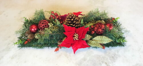 Arranjo Natal Ret./centro de Mesa Vermelho 60x24x17cm