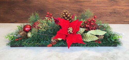 Arranjo Natal Ret./centro de Mesa Vermelho 60x24x17cm