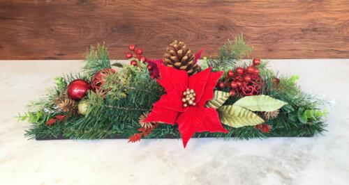 Arranjo Natal Ret./centro de Mesa Vermelho 60x24x17cm