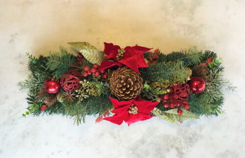 Arranjo Natal Ret./centro de Mesa Vermelho 60x24x17cm