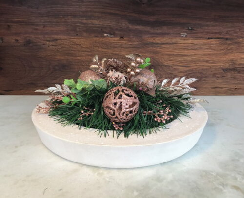 Arranjo/centro de Mesa Natal Nude Rosado / Base Ø35,4cm
