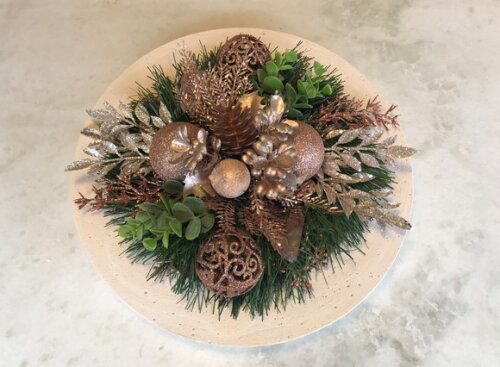 Arranjo/centro de Mesa Natal Nude Rosado / Base Ø35,4cm
