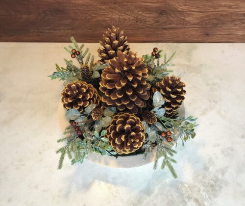 Arranjo/centro de Mesa Natal Off White e Dourado Ø37 cm