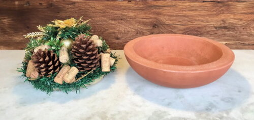 Arranjo/centro de Mesa Natal Rolhas e Dourado Base Ø29,5 cm
