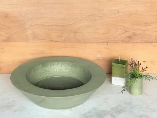 CENTRO DE MESA/TERRÁRIO/FRUTEIRA-CIMENTO VERDE Ø48CM