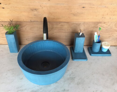 Cuba de Concreto Azul Ø 35X15cm - escolha a cor