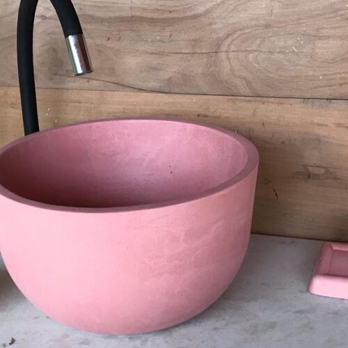 Cuba de Concreto Ø30,5 x 13cm Rosa Flamingo C/válvula Oculta