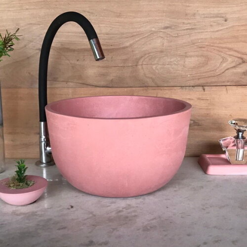 Cuba de Concreto Ø30,5 x 13cm Rosa Flamingo C/válvula Oculta