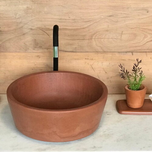 Cuba de Concreto Ø39 x 13cm C/válv. Oculta Terra de Siena