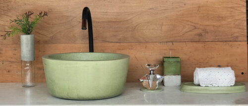 Cuba de Concreto Pistache Ø 35 cm - Sob Encomenda