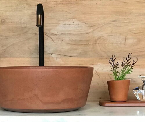 Cuba de Concreto Ø39 x 13cm C/válv. Oculta Terra de Siena