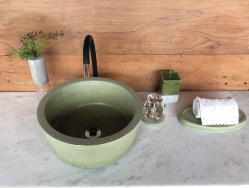 Cuba de Concreto Pistache Ø 35 cm - Sob Encomenda