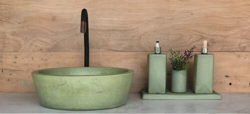 Cuba de Concreto Verde (ø 39x13cm ) com Válvula Oculta