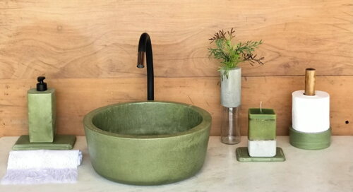 Cuba de Concreto Verde Oliva - Ø35cm