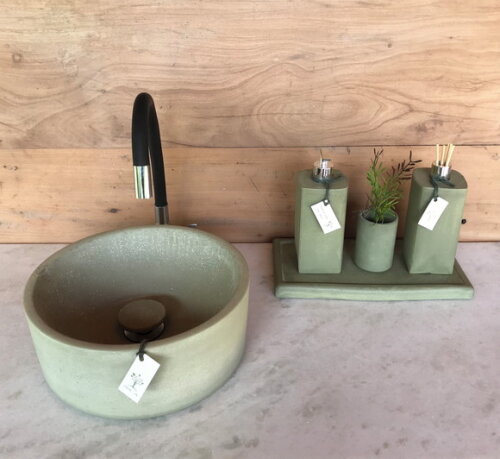 Cuba de Concreto Verde Ø 30cm C/válvula Oculta-sob Encomenda