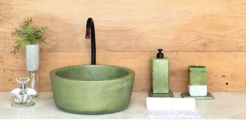 Cuba de Concreto Verde Oliva - Ø35cm