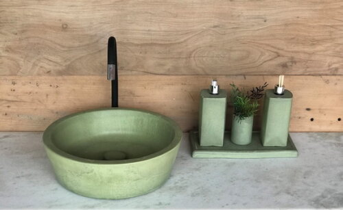 Cuba de Concreto Verde Oliva (ø 39cm ) com Válvula Oculta