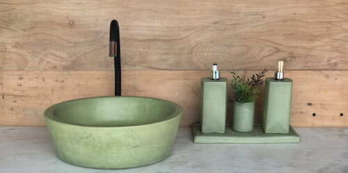 Cuba de Concreto Verde Oliva (ø 39cm ) com Válvula Oculta