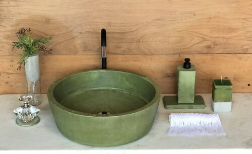 Cuba de Concreto Verde Oliva Ø 45 cm - Sob Encomenda