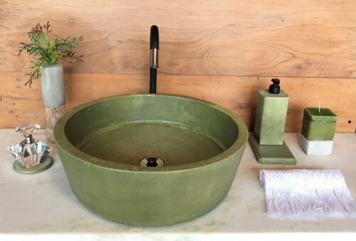 Cuba de Concreto Verde Oliva Ø 45 cm - Sob Encomenda