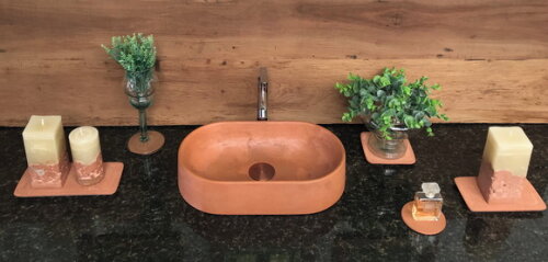 Cuba Oval de Concreto Terracota 40 x 23 x 9cm
