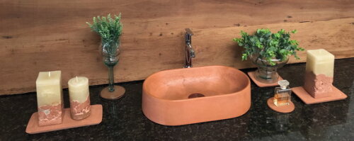 Cuba Oval de Concreto Terracota 40 x 23 x 9cm