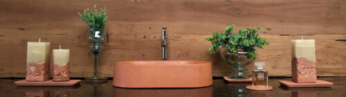 Cuba Oval de Concreto Terracota 40 x 23 x 9cm