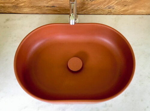 Cuba Oval de Concreto Terracota C/válvula Oculta47x32,5x11,7