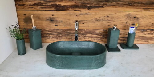 Cuba Oval de Concreto Verde 40 x 23 x 9 - C/válvula Oculta