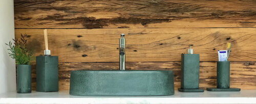 Cuba Oval de Concreto Verde 40 x 23 x 9 - C/válvula Oculta