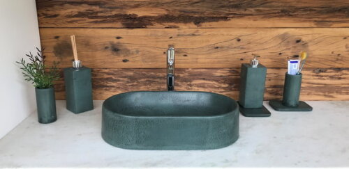 Cuba Oval de Concreto Verde 40 x 23 x 9 - C/válvula Oculta