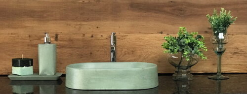 Cuba Oval de Concreto Verde 40 x 23 x 9cm