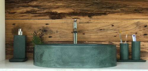 Cuba Oval de Concreto Verde C/válvula Oculta 47x32,5x11,7